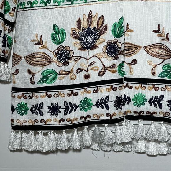 Free The Roses Embroidered Tassel Floral Fully Lined Jacket White Womens Size S - Picture 6 of 9